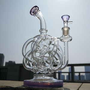 MM Wholesale DHL Free Super Vortex Glass Bong Tornado Cyclone Recycler Rigs 12 Recycler Tube Water Pipe 14mm Joint Oil Rigs Hookahs XL137