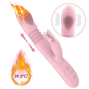 Flxur silikon uppvärmning teleskopisk dragkedja vibrator roterande dildo vibrator G spot clitoris stimulator sex leksak för kvinna y201118