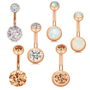 Stainless Belly Button Rings Ombligo Piercings 14G Rose Gold Screw Navel Bar Piercing Nombril Sexy Women Body Jewelry