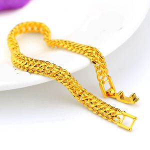 Trendy Mesh Wrist Chain Thin 18k Yellow Gold Filled Womens Mens Bracelet High-end Jewelry Gift