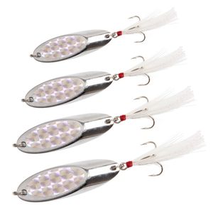 10pcs Metal Jigging Fishing Lure Spoon Spinner baits with Feather Treble Hook Saltwater Fishing Bait Lures