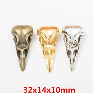 10 Stück 32*14mm Vintage Bronze Silber Gold Hip Rabe Vogel Totenkopf Charms Metall Anhänger für Armband Ohrring Halskette Diy Schmuck