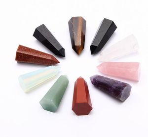 Chakra Amethyista de Chakra Obsidiano Tigre Eye Stone esculpida Reiki Varas de cura de cura Ponto de terapia de meditação