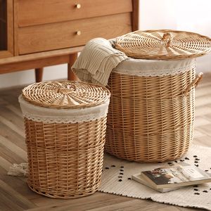 Wicker Dirty Basket Hamper Frame Storage Box Pot Shop Weaving Clothes T200224264I