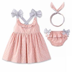 Abiti alla moda per ragazze, vestito con stampa floreale a stelle, fascia per capelli e biancheria intima, abito da ballo per bambini, Bebe Vestido