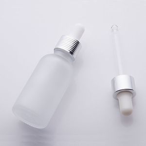 15ml 투명 프 로스트 유리 dropper 병 화장품 20ml 에센셜 오일 병 골드 실버 블랙 캡