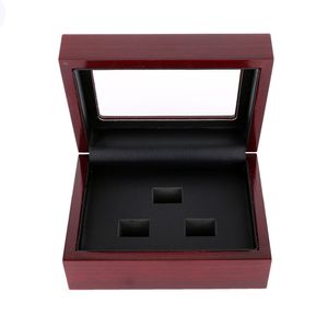 Red Black PU Leather Wooden Box Organizer Portable 12x16x7cm 2-9 Hole Case Championship Sports Ring