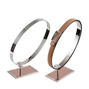 Mirror Top Grade Belt Display Rack Stainless Steel Single Double Rings Window Display Props Cabinet Belt Storage Bracket Stand