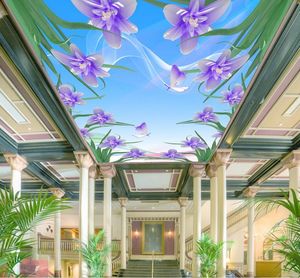 Moderna 3D foto wallpaperColorful intagliato Lotus Lotus soggiorno camera da letto carte da parete domestica domestica decorazione interna soggiorno soffitto lobby murale carta da parati