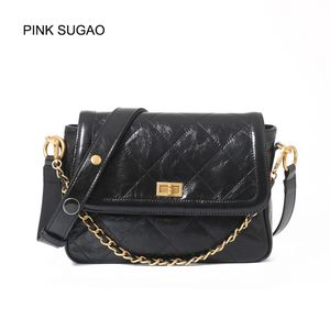 Розовый sugao 2 цвет роскошные сумки на ремне для женщин дизайнер моды crossbody сумки высокое качество натуральная кожа сумки посыльного седло цепи мешок
