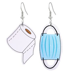 2020 Kreatywny Maska Drop Kolczyki Dla Kobiet PU Leather Tissue Paper Dangle Charm Hoop Kolczyk Moda Party Jewelry