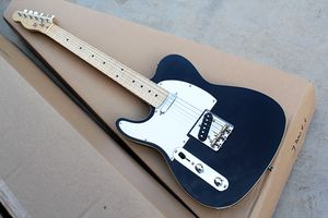 Factory Wholesale Left Handed Black Electric Guitar with White Pickguard,Maple Fretboard,Chrome Hardwares,can be customized.