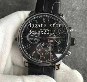 Erkekler Spor Süper Fabrikası Mens lüks Üst Kalite izle 42mm Siyah deri ETA 7750 Hareket Otomatik Mens Siyah PVD 2020 İzle dial