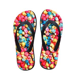 Heißer Verkauf - 3D Donuts Muster Flip Flops Frau Sommer Haus Hausschuhe Mode Frauen Wohnungen Strand Flipflops Rutschfeste Dame Weiche Schuh