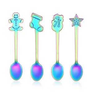 4 Pieces Stainless Steel Children's Spoon Kids Spoon Set Baby Hairpin Spoons Ice Cream Coffee Christmas Tableware