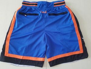 Team Vintage Basketball Shorts Zipper Pocket Running Clothes New York Blue Just Done Size S-XXL Mix Order All Jerseys