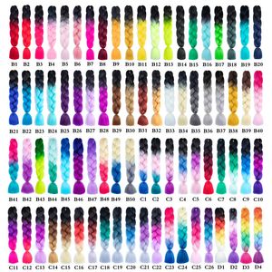Ombre Synthetic Crochet Braiding Hair Bulk 24Inch 100G Single Color Synthetic Braids Twist Hair Extensions Factory Price