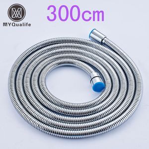 Free Shipping Stainless Steel 3M Flexible Shower Hose Bathroom Water Hose Replace Pipe Chrome Brushed Nickel