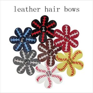Wholesale football bows resale online - Baseball Softball Hairclips Football Leather Hair Flower Clips Seamed Hair Bows Rhinestone Hairpin Hairs Barrettes Hair Accessories BYP4694