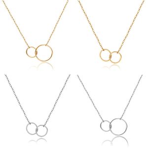 Moda simple doble círculo viento encantos colgante collares para mujeres accesorios número 8 oro plata cobre cadena collar novia regalo