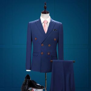 Popular trespassado Groomsmen pico lapela do noivo smoking Homens ternos de casamento / Prom melhor homem Blazer (Jacket + Pantst + Tie) 996