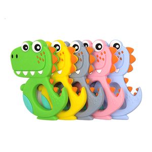 Tecknad baby tänder bpa gratis söt djur dinosaurie spädbarn diy ring teether småbarn silikon tugga charms barn tandleksaker