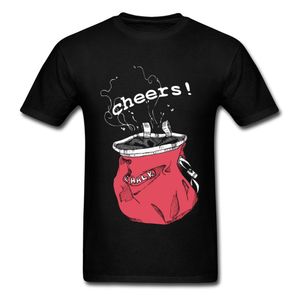 Fashion-Chalk Up Cheers! 2018 Vintage Style T Shirt dla mężczyzn Tees Black Summer Cartoon Cotton O Neck Tops Męskie Odzież koszulka