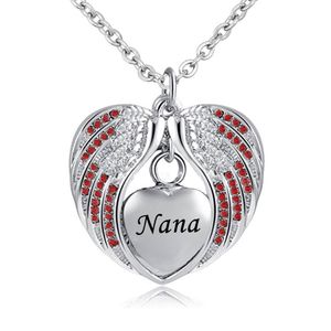 Wholesale tibet gifts for sale - Group buy Birthstone Charm pendant Memorial Urn Necklace Stainless Steel Waterproof Angel Wing Keepsake Cremation Jewelry for nana