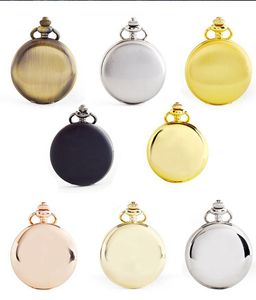 Partihandel 8Colors Quartz Klockor Kedja Brons Polerad Dubbel Fack Fickur