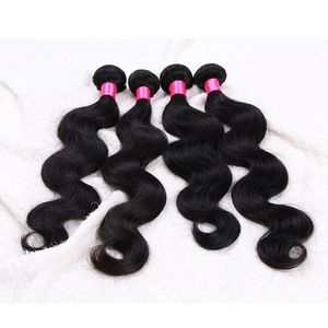 Elibess varumärke indiska hårförlängningar Dyable Natural Brasilian Peruansk Malaysia Virgin Hair Bundles Body Wave Human Hair Weave 3 eller 4 PCS