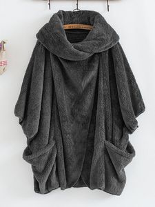 Fashion-Bat Sleeve Hoodie Pullovers Sweatshirt Plush outwear Topps Long Hoodies Coat Pullover With Pocket LJJA3123