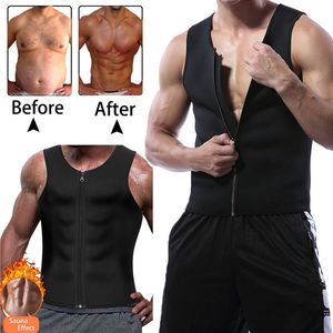 Men Waist Trainer Vest Hot Neoprene Sauna Suit Corset Body Shaper Zipper Tank Top Workout Shirt