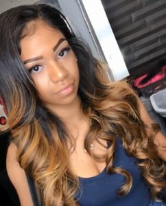 Honey blonde Ombre body wave Lace Front Human Hair Wigs pre plucked Brazilian Glueless Remy Frontal Wig For Black Women diva1