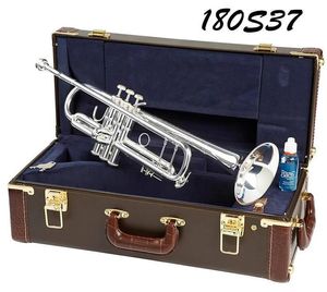 Trumpet Bach Silver Plated LT180S 37 Trumpet Engraved with Original Blue Case Bb Tone Musical Instruments