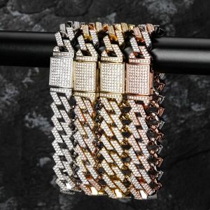 14MM Big box buckle Miami Cuba chain zircon rock hip hop rap men's fashion jewelry bracelet