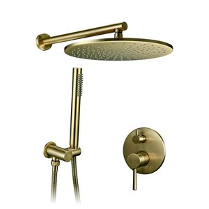 8/10/12 tum Solid Brass Dusch Set Badrum Round Head Caucet Luxury Gold Handshower Diverter Mixer Golden Handheld Spray Set