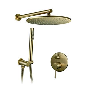 Set doccia in ottone massiccio da 8/10/12 pollici Rubinetto per bagno a testa tonda in oro di lusso Doccetta deviatore Miscelatore dorato Set spruzzo portatile