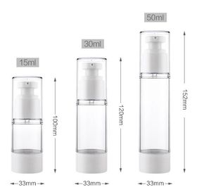 15ml 30ml 50ml blanco como botellas de bomba sin aire vacías Mini portátil vacío loción cosmética cuidado de la piel bomba de crema botella de viaje