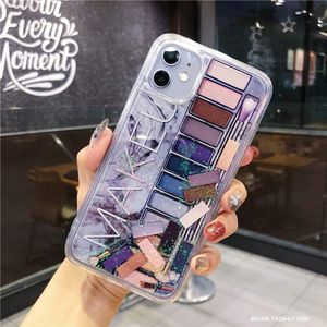 Для Iphone 11 Pro Max XS XR X 8 7 6Plus Eye Shadow Box Мягкий резиновый бампер ТПУ Измельчитель Жидкое Quicksand Bling ЯРКИЯ Защитный чехол