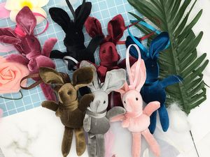 Velluto coreano che desidera coniglio bouquet eterno ciondolo in peluche coniglio bambola San Valentino borsa a mano accessori giocattolo per bambini