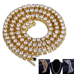 Round CZ Zircon Hip Hop Tennis Necklace 10mm 18K Gold White Iced Out Cubic Zirconia Full Diamond Miami Rock Choker Rapper Chains For Men and Women Jewel Gifts Bijoux