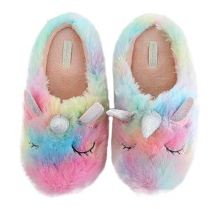Millffy Unicorn Shoes Cortoon Rainbow Comfy Home Kryty Ciepłe Kobiety Kapcie Zwierząt S20331