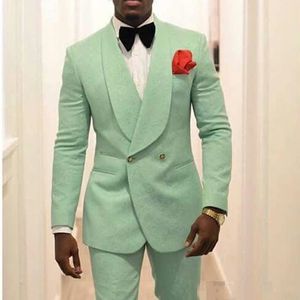 Bonito Mint Mint Mens Mens Casamento Smoking Dois Peças Um Botão Clássico Fit Homens Prom Noite Party Terns Homem Formal Vestuário