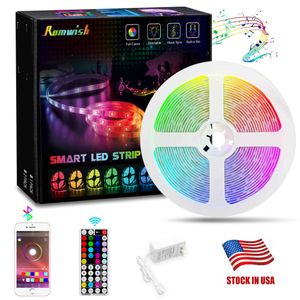 SMD 5050 30LEDs 5M 150LEDs Strisce LED RGB impermeabili con telecomando a 44 tasti + App Bluetooth 12V 3A Alimentazione