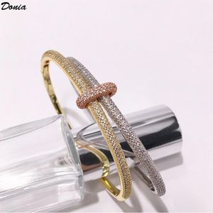 Donia Jewelry Luxury Bangle Tri-Color Ring Exagerado Full Diamond Micro-Inchaid Zircon Bracelet Personality Designer de moda Pulseira