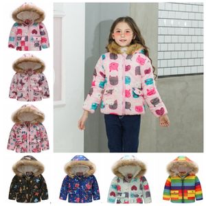 Çocuklar Pamuk Coats Bebek Kız Kürk Hoodie Ceket Kış Çocuk Boy Dış Giyim Tasarımcı Çocuk Giyim 14 Tasarımlar Opsiyonel DW4380