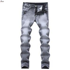 2018 jeans masculinos vintage cinza magro encaixar em linha jeans jeans masculino casual calças longas retro calças marcador tamanho 42