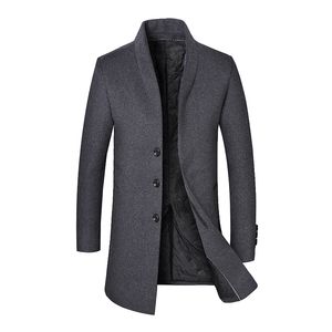 2018 men's winter thick long collar business casual wool trench coat / thick collar men's blended coat