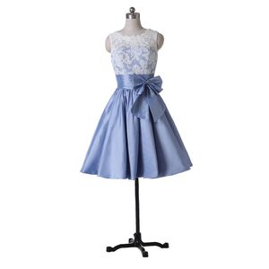 Short Cocktail Dresses A Line Party Gowns New Coming Taffeta Bow W7100 Colorful Sheer Appliques Scoop Modern Low Back Custom Made Fantastic