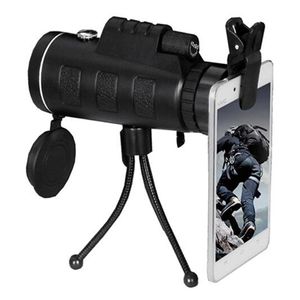 зум-объектив hd оптовых-Универсальный телескоп телефона объектива x60 HD ночное видение монокуляр с клипми и регулируемым штативом для iPhone Android Compass Открытый камерой Высокое качество